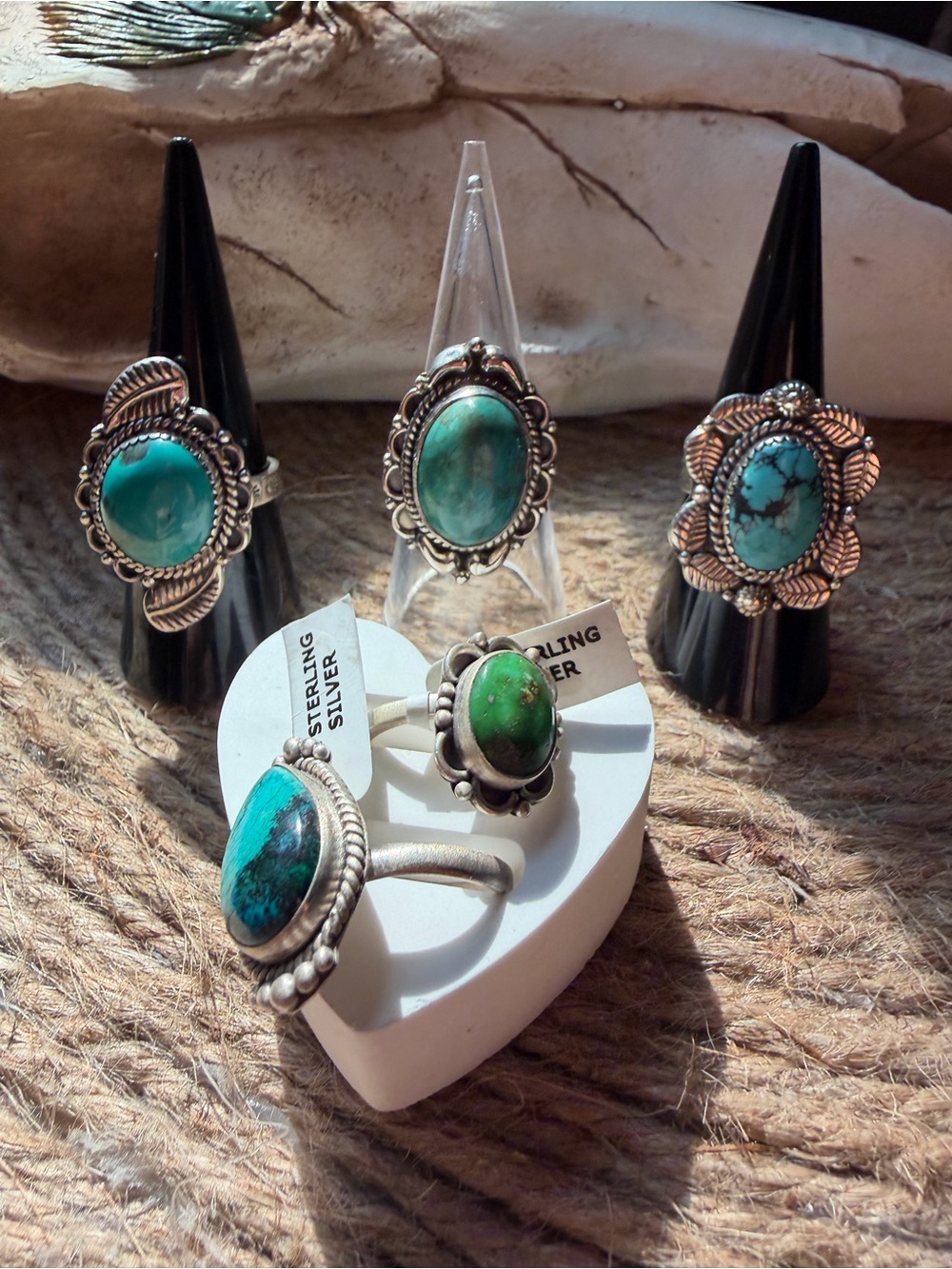 Sterling Silver Turquoise Statement Ring - Green/Blue Turquoise